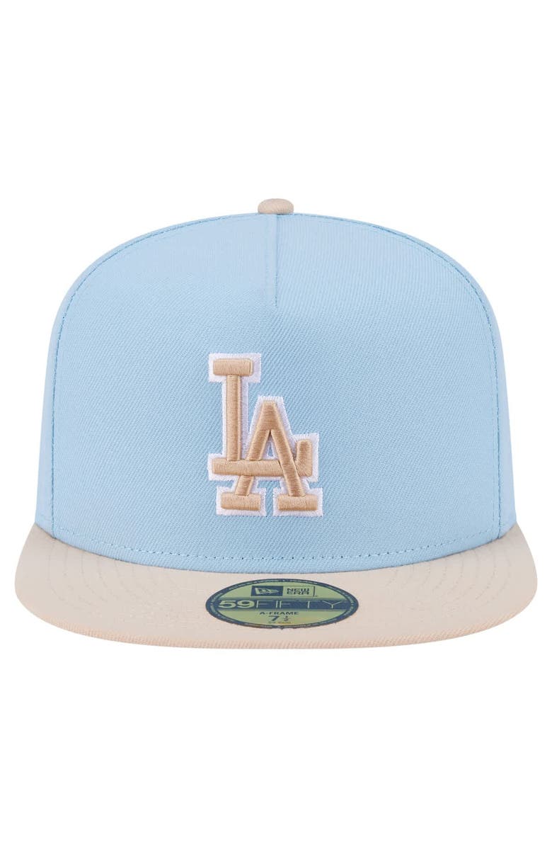 New Era Men's New Era Light Blue/Cream Los Angeles Dodgers Two-Tone Color Pack A-Frame 59FIFTY Fitted Hat, Alternate, color,