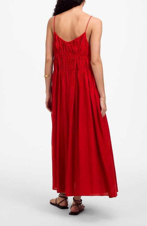 Madewell Textured V-neck Midi Dress In Red