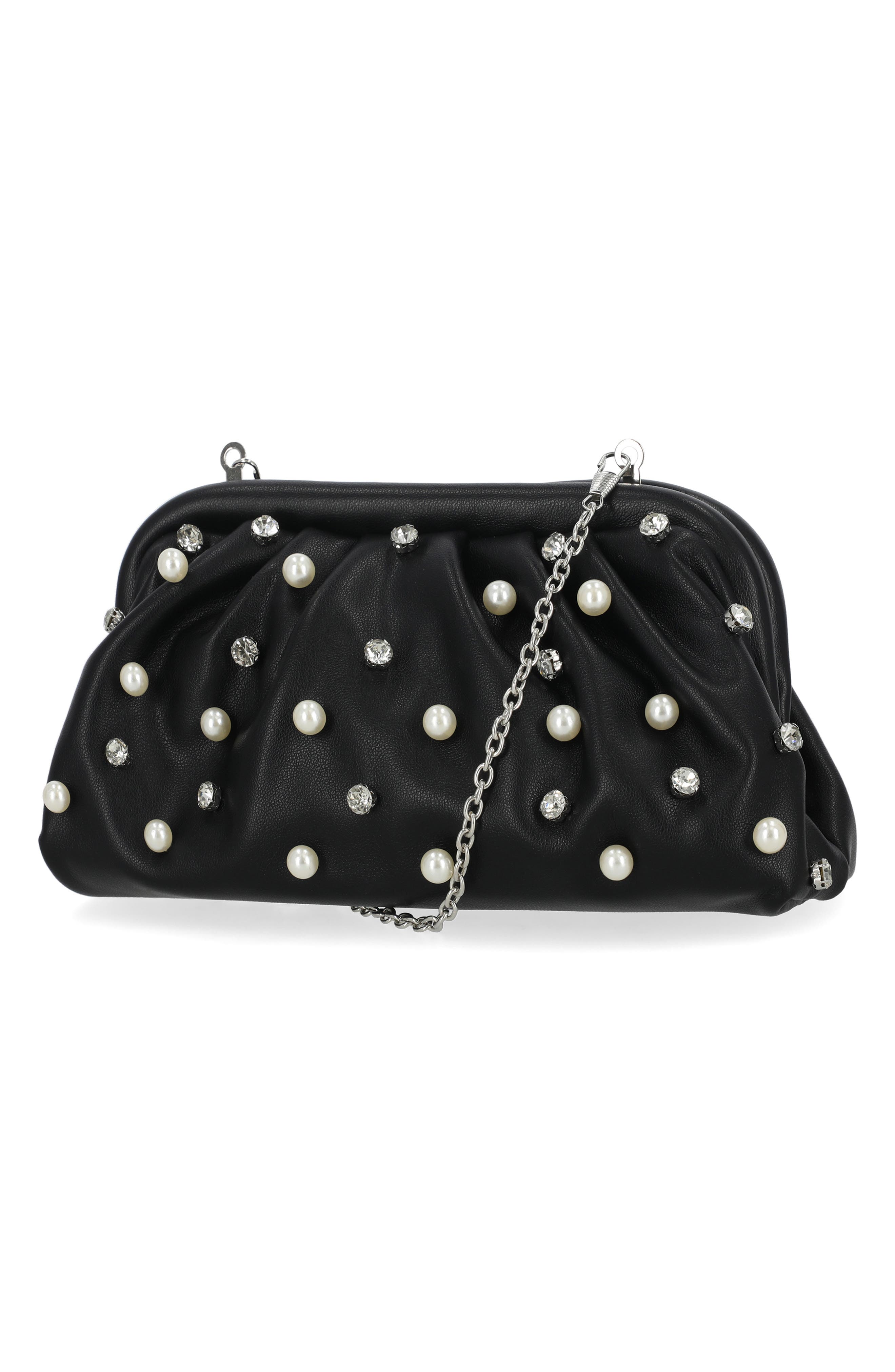 Jessica McClintock Violetta Studded Clutch, Alternate, color, Black