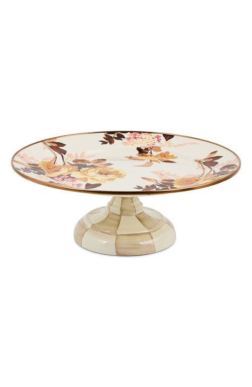 Mackenzie-childs Mackenzie Childs Wild Rose Small Pedestal Platter In White