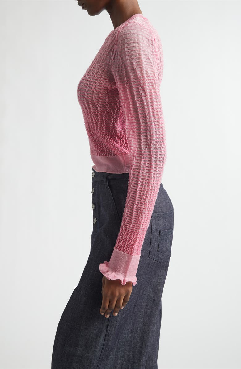 Cecilie Bahnsen CBcorali Sheer Knit Crop Top, Alternate, color, Pink Sheer Summer Knit