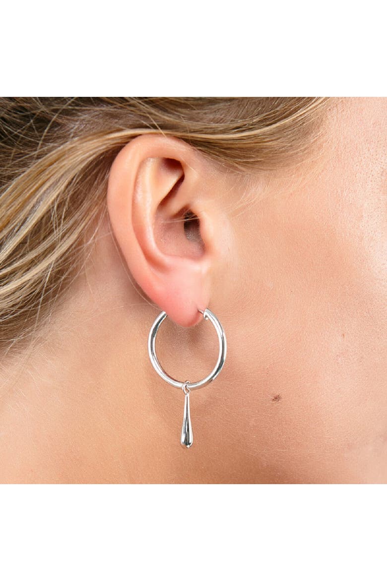 Drop Hoops, Alternate, color, Sterling Silver