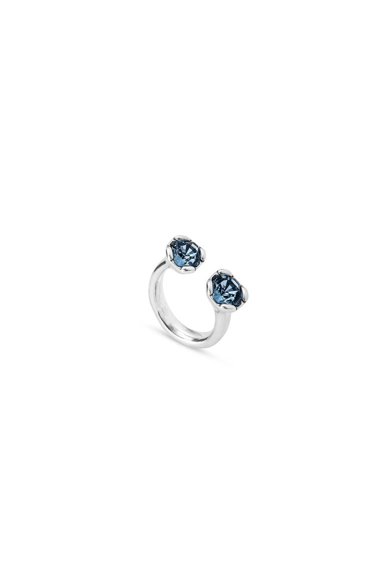 Sterling Silver-Plated Ring with Two Pink Crystals Facing Each Other, Main, color, Silver