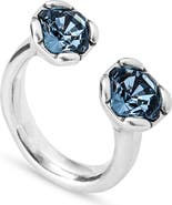 UNODE50 Sterling Silver-Plated Ring with Two Pink Crystals Facing Each Other