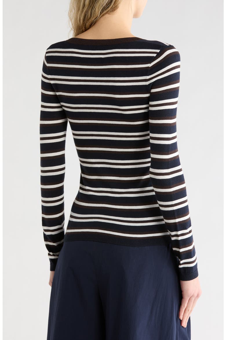 Striped Second Skin Top, Alternate, color, MIDNIGHT/IVORY/DARK CHOCO