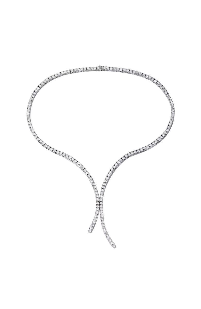 Leni James The Georgia Y Tennis Necklace, Main, color, Silver, Geometric, White