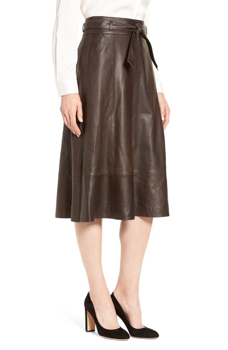 Classiques Entier<sup>®</sup> Belted Leather A-Line Skirt, Alternate, color, 