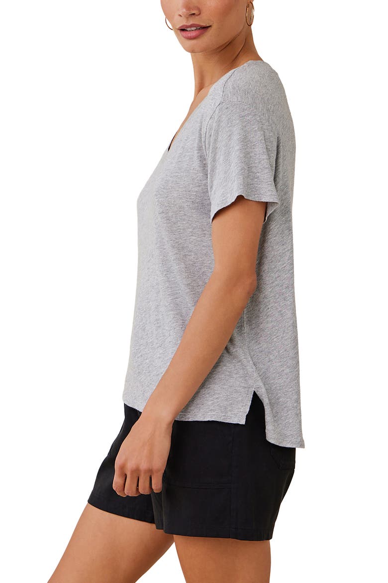 Side Slit V-Neck T-Shirt, Alternate, color, HEATHER ASH