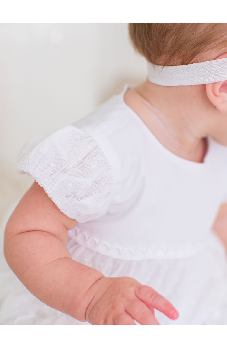 RuffleButts Baby Girls Dotted Tulle Dress & RuffleButt Set, Alternate, color, White