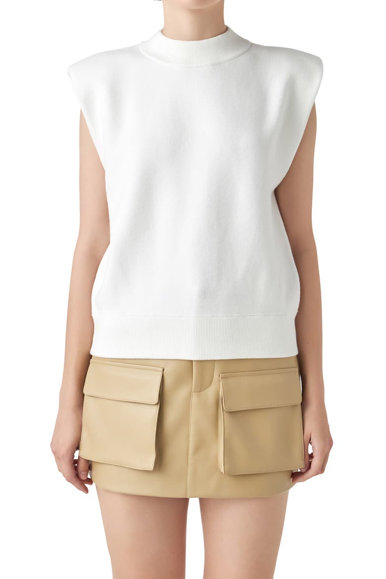 Mock Neck Sleeveless Knit Top, Alternate, color, IVORY