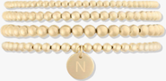 CUFFED BY NANO Classic Initial Coin 14k Gold Filled Bead Four Bracelet Stack