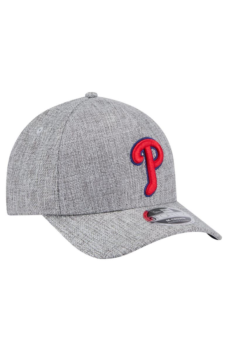 New Era Men's New Era Gray Philadelphia Phillies Cotton Weave M-Crown A-Frame 9FORTY Adjustable Hat, Alternate, color, 