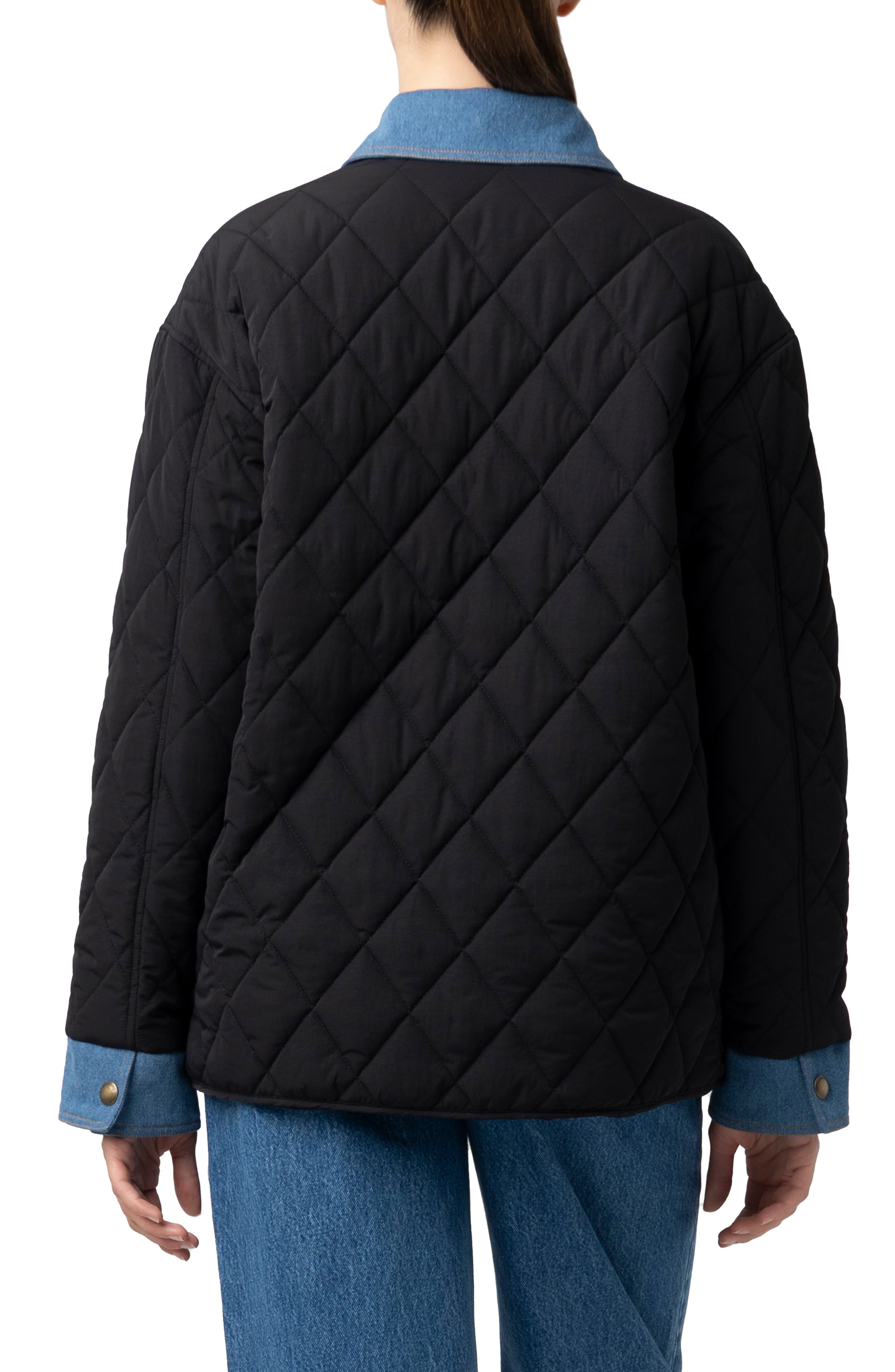 Quilted Denim Trim Barn Jacket - image 2