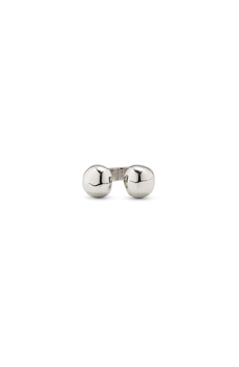 UNODE50 Open Ring with Two Beads, Alternate, color, Silver