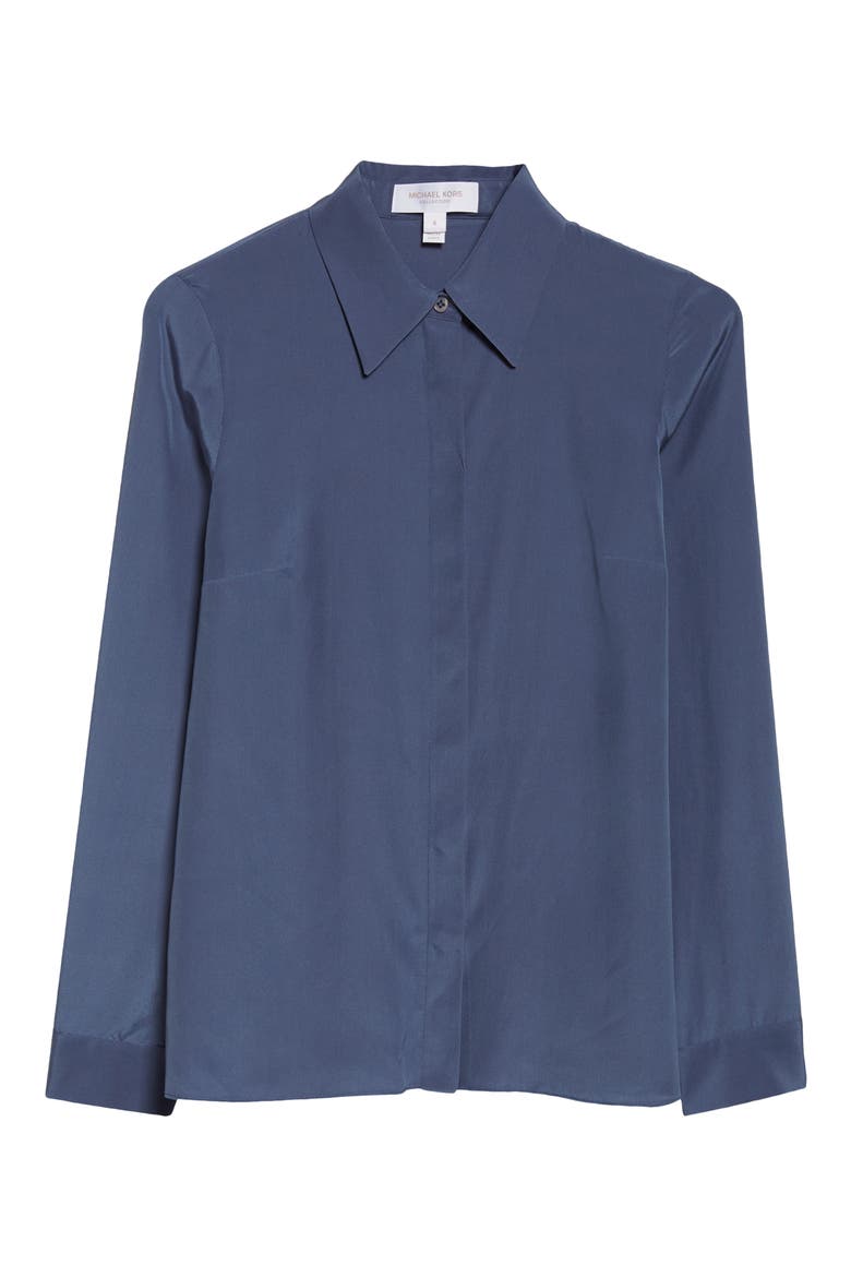 Hansen Silk Crêpe de Chine Shirt, Alternate, color, STEEL