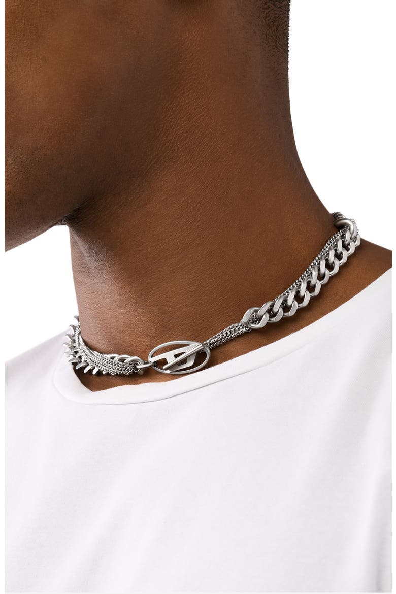 Oval D Toggle Chain Necklace, Alternate, color, SILVER