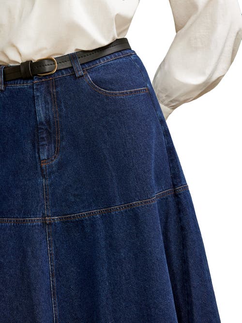 Ro&zo Denim Maxi Skirt In Blue