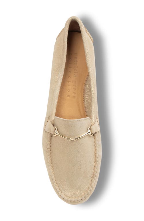 Shop Patricia Green Caroline Moc Toe Bit Loafer In Gold Suede
