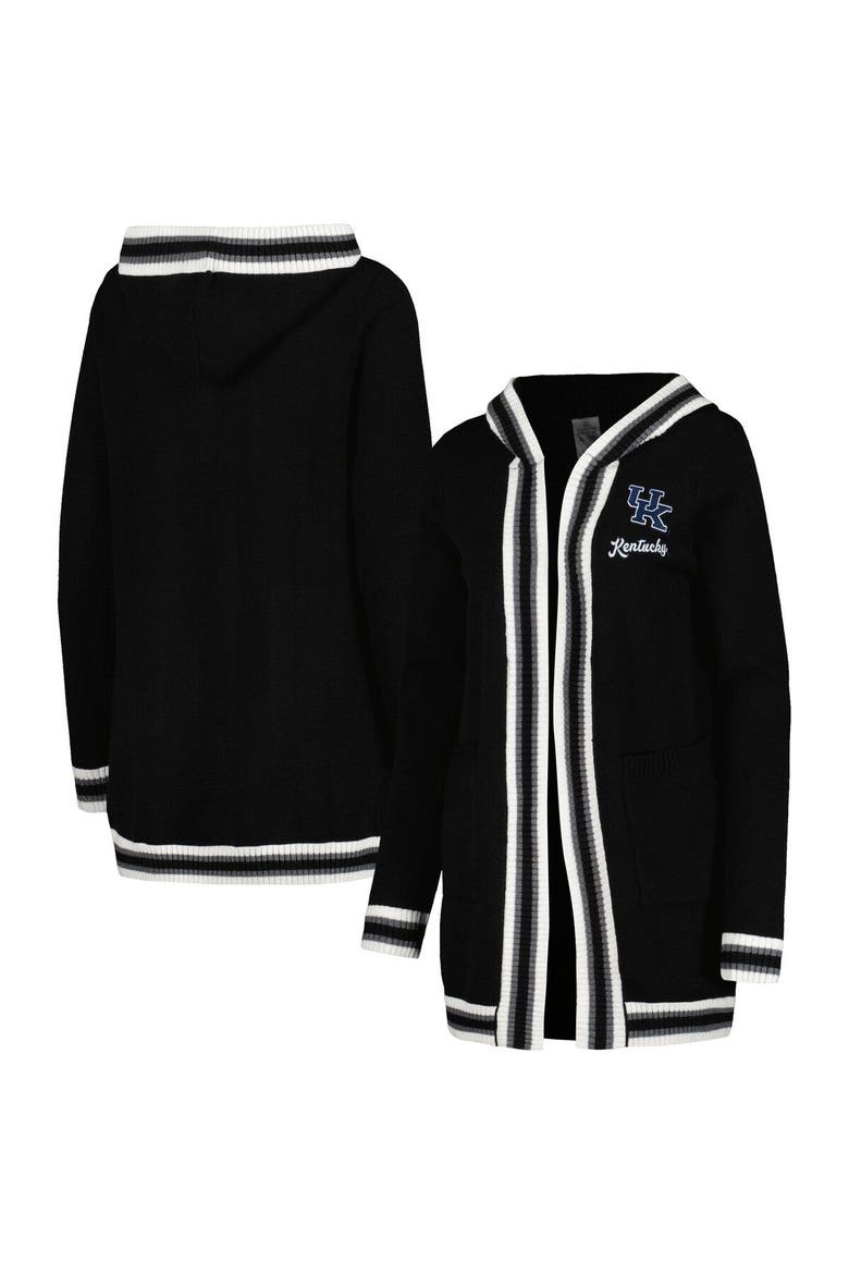 Women's Gameday Couture Black Kentucky Wildcats One More Round Tri-Blend Striped Hooded Cardigan Sweater, Main, color, Black