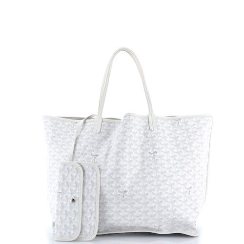 Pre-owned Goyard  Goyard Anjou Reversible Tote Coated Canvas Gm In White