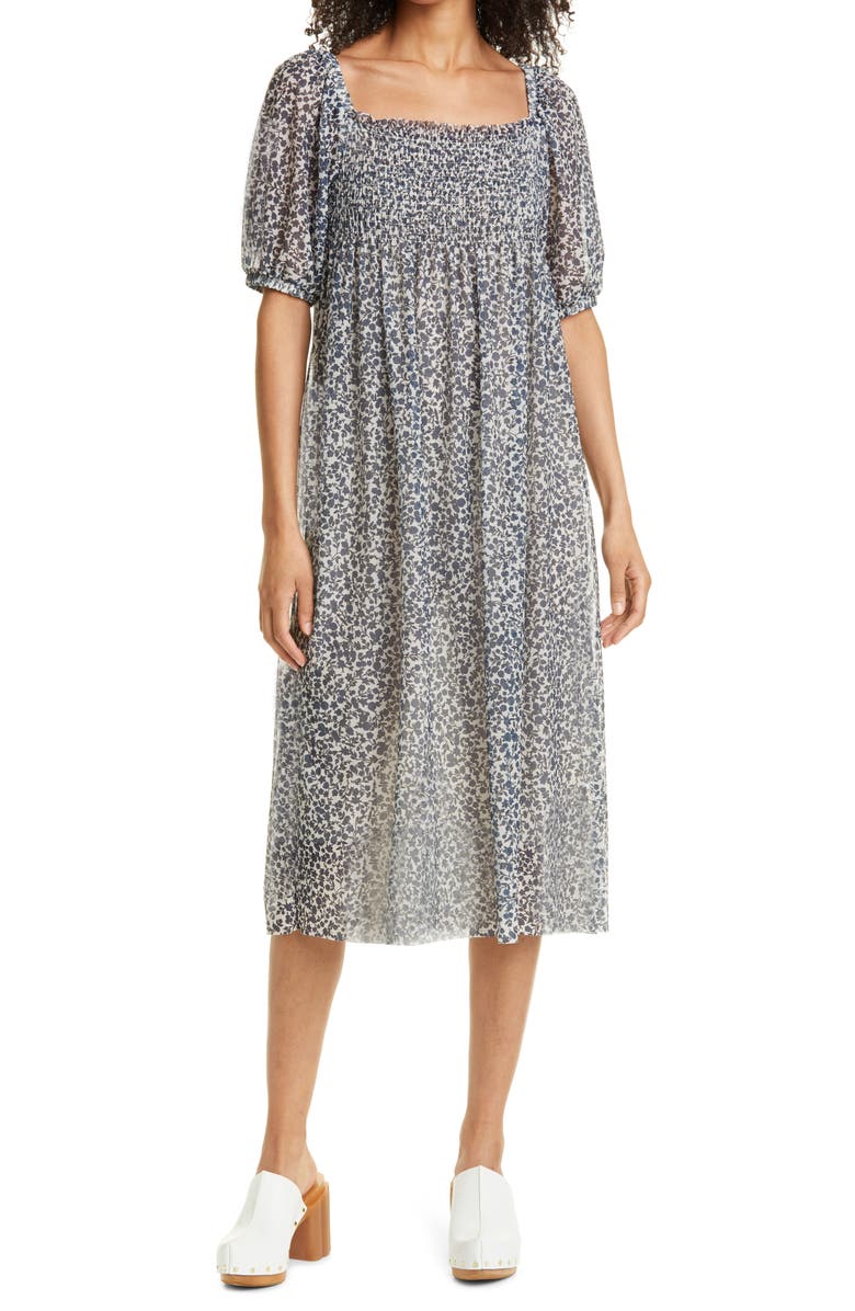 Baum und Pferdgarten Judith Floral Smocked Midi Dress, Main, color, 
