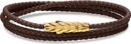 David Yurman Men's Chevron Triple Wrap Bracelet in Leather with 18K Yellow Gold, 3mm