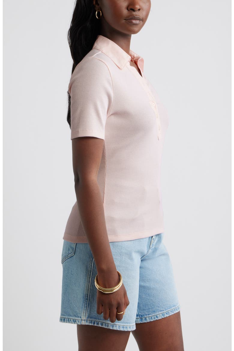 Woven Placket Knit Polo, Alternate, color, PINK ROSEWATER