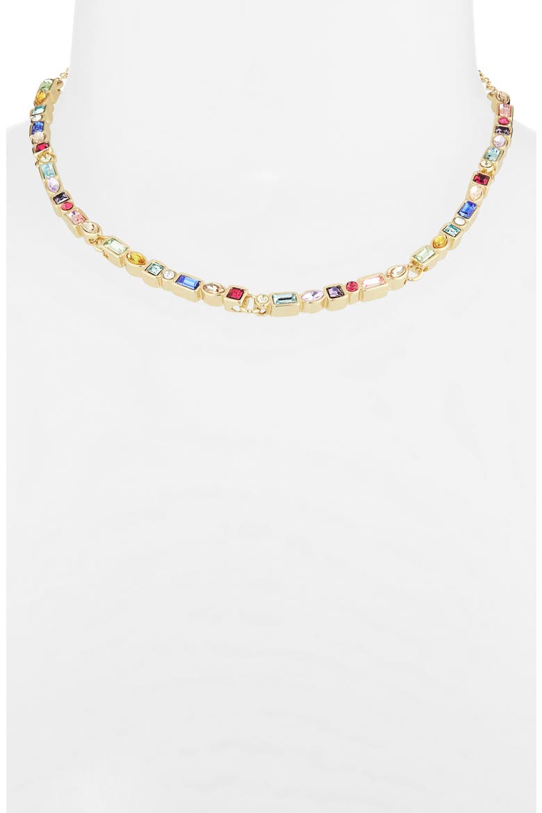 Mixed Crystal Frontal Necklace, Alternate, color, GOLD MULTI