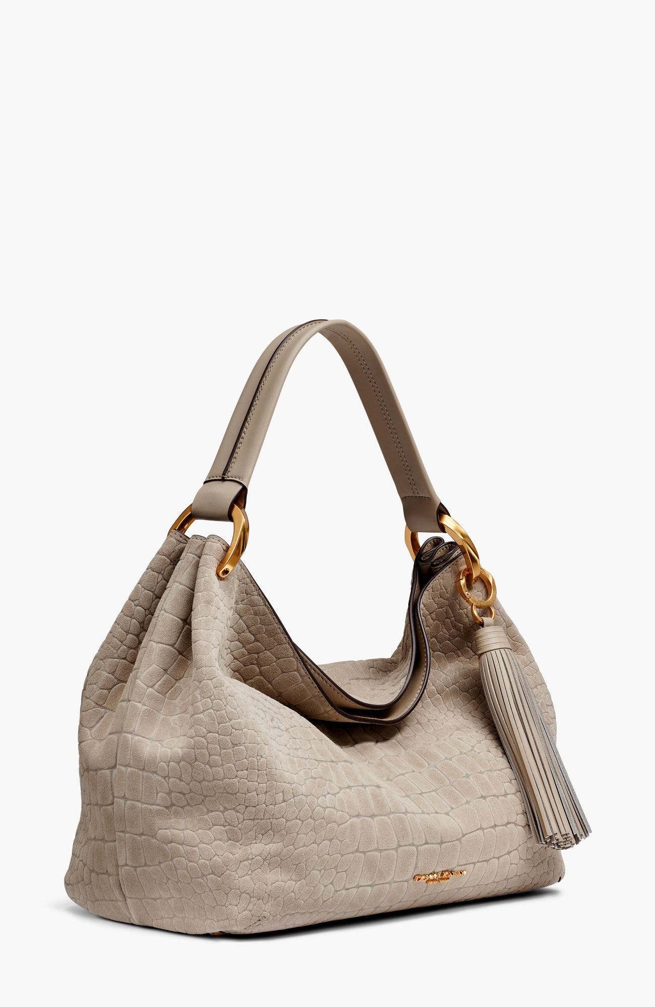 Glenwood Croc-Effect Suede Shoulder Bag, Alternate, color, Moth