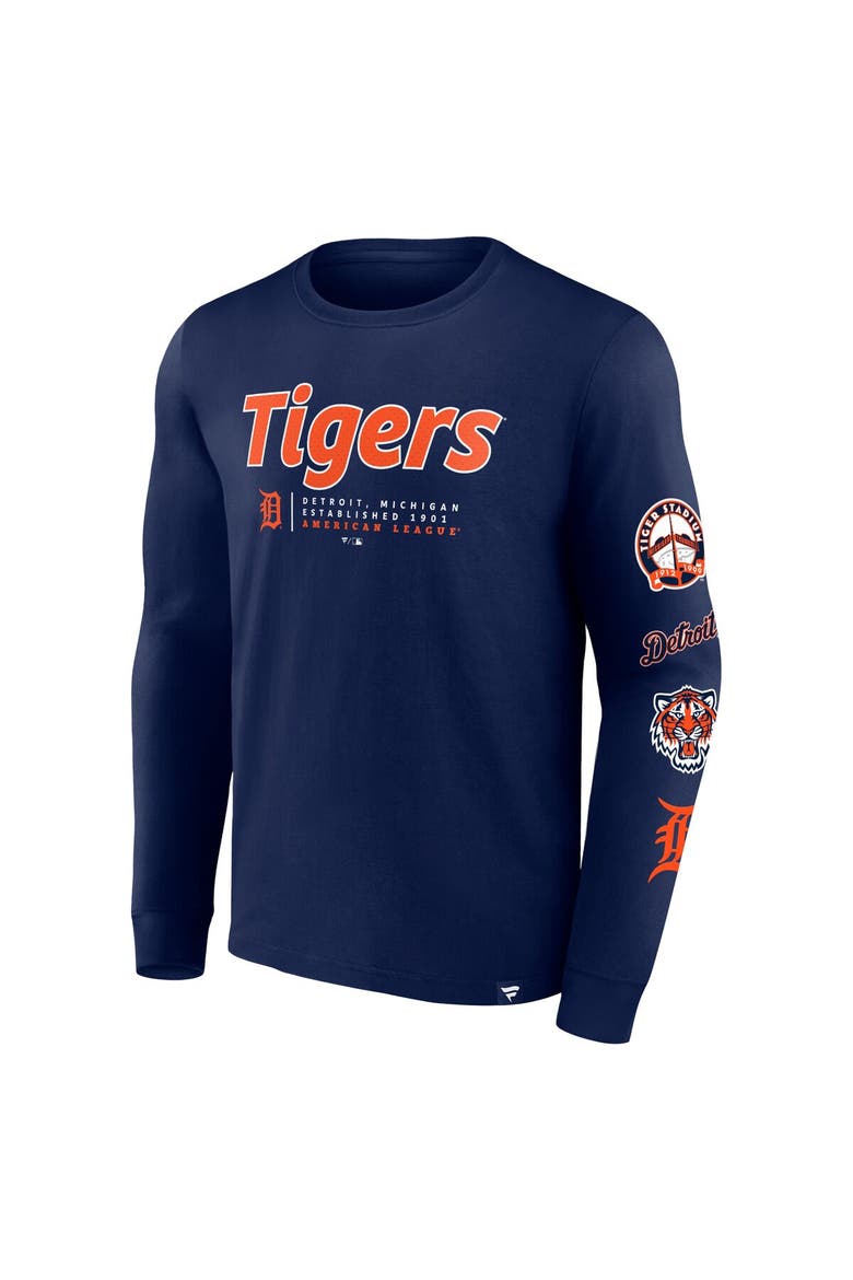 Men's Fanatics Branded Navy Detroit Tigers Strike the Goal Long Sleeve T-Shirt, Alternate, color, Navy