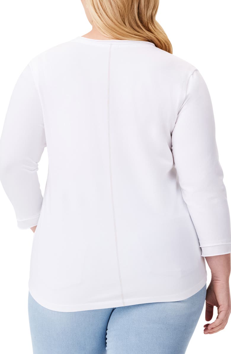 NZT by NIC+ZOE Rolled Detail Three Quarter Sleeve Top, Alternate, color, Paper White