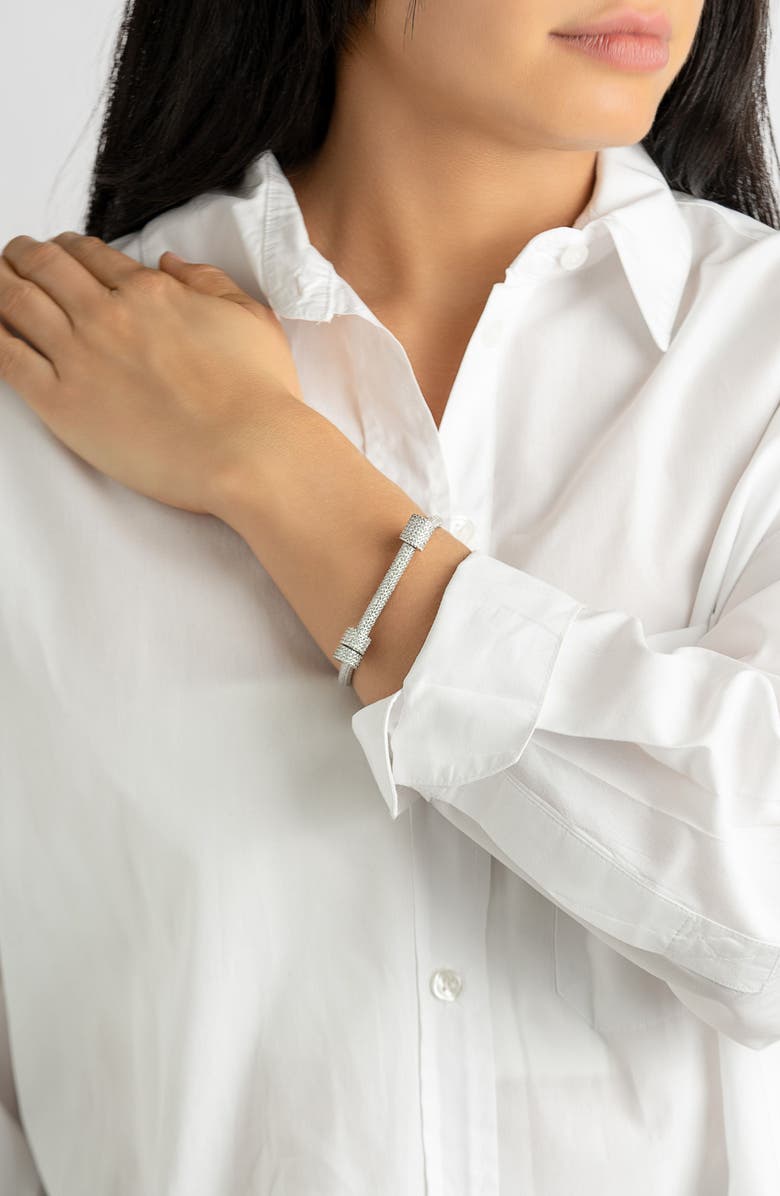 Adornia Set of 2 Chunky Crystal & Curb Chain Bracelets, Alternate, color, Silver