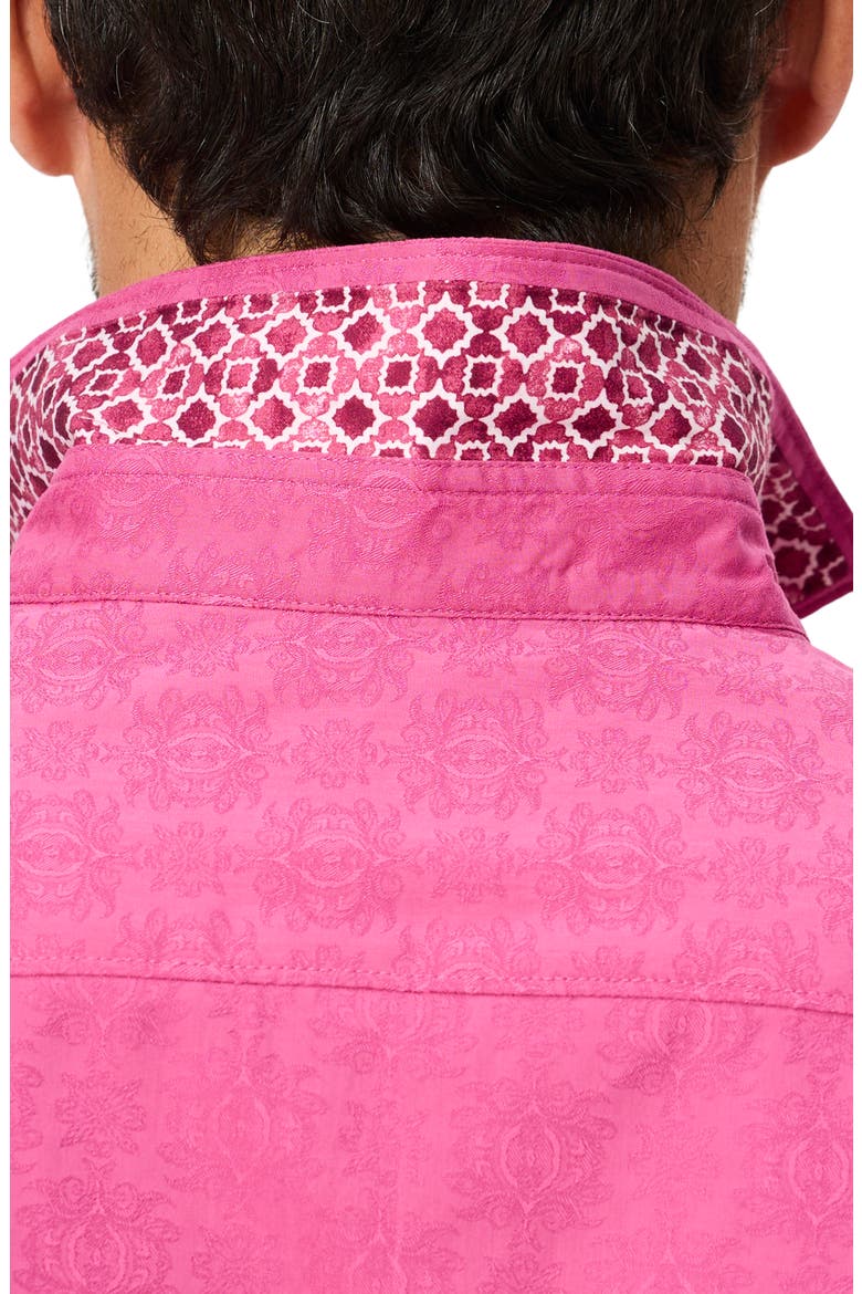 Long Sleeve Cotton Jacquard Shirt, Alternate, color, ROSE