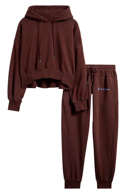 Shop Free People Fp Movement Undefeated Cotton Blend Hoodie & Jogger Set In Cocoa