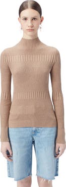 GOBI Mongolian Cashmere High-neck Ribbed Cotton Silk Cashmere Blend Sweater