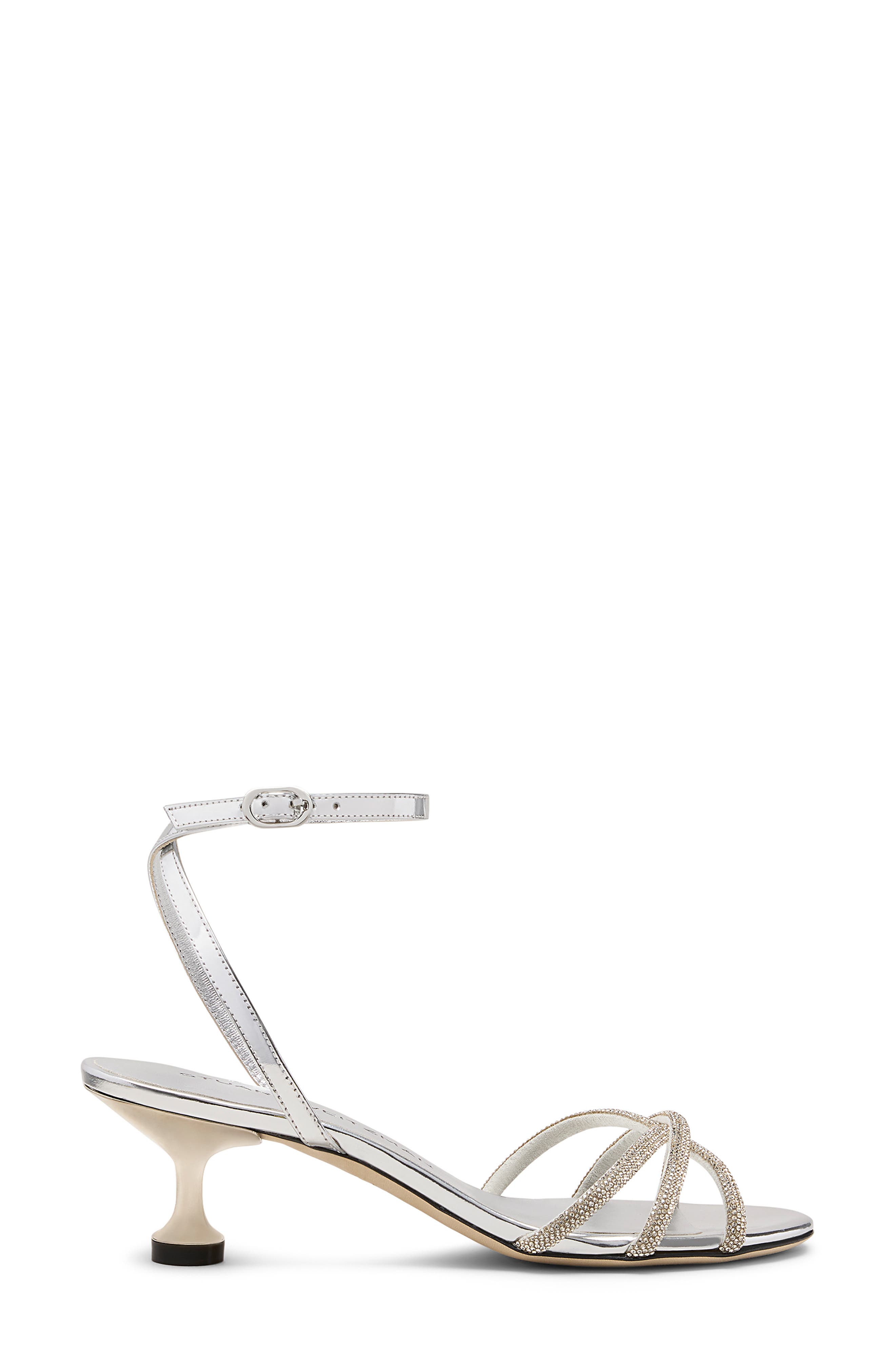Stuart Weitzman Nudistini Shine Sandal 50, Alternate, color, Silver/ Clear