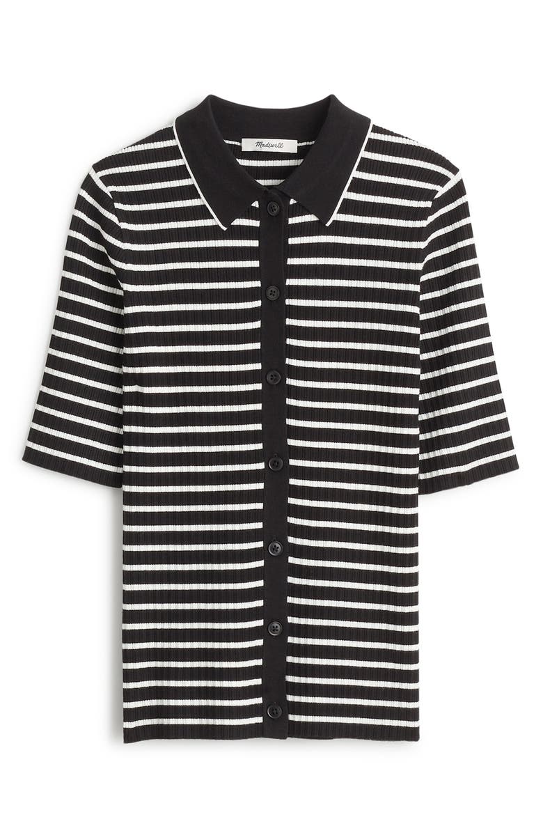 Madewell The Signature Knit Sweater Polo Top, Alternate, color, Abyss