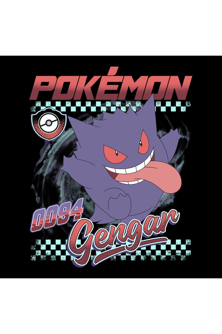 Boy's Pokemon Gengar 0094 Retro Check  Graphic T-Shirt, Alternate, color, Black