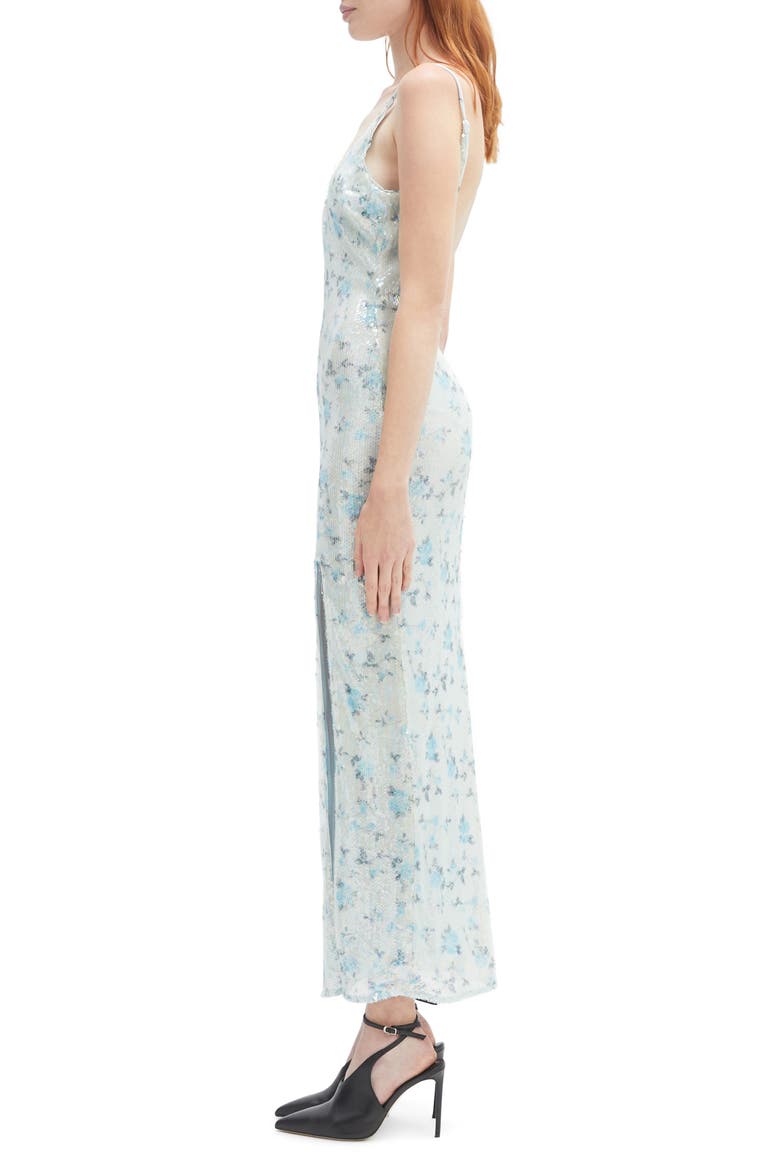 Lois Sequin Column Dress, Alternate, color, BABY BLUE FLORAL