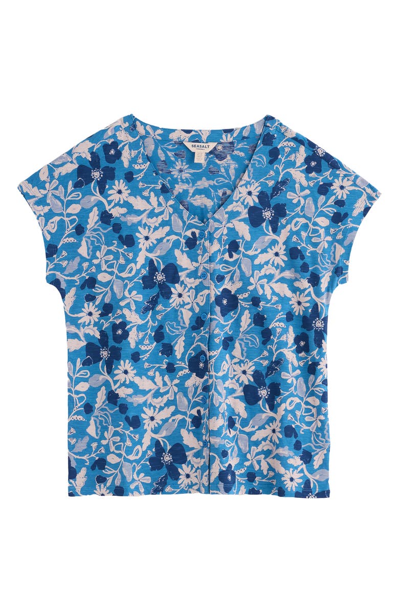 Seasalt Cornwall Studio Glass Organic Cotton Button-Up Top, Alternate, color, Winding Meadow Sailboats