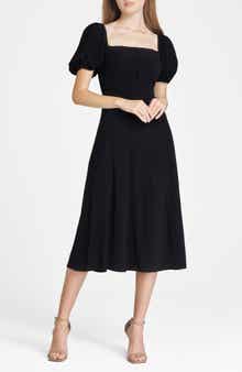 WAYF Leonie Puff Sleeve Midi Dress