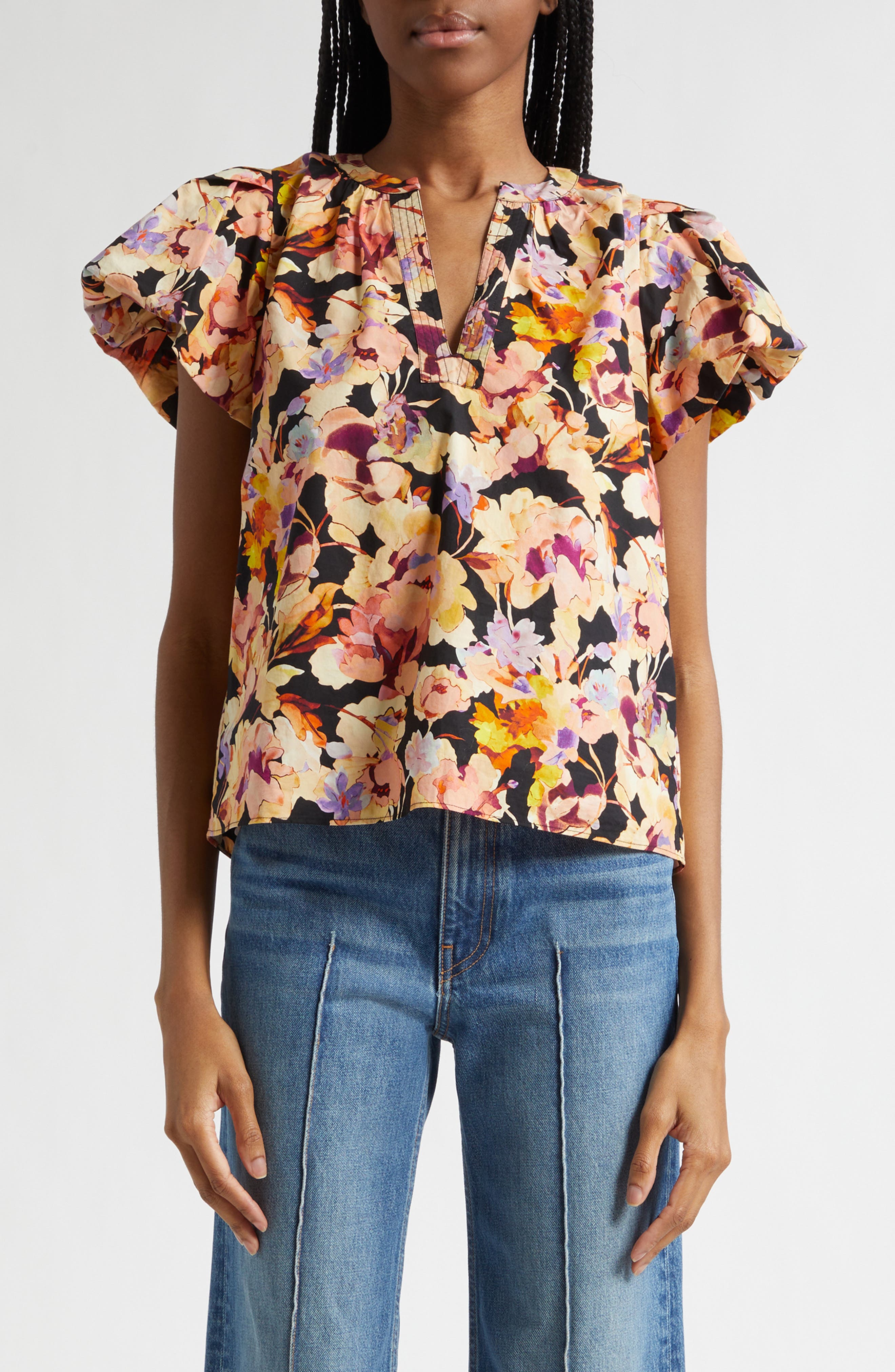 Abril Floral Print Puff Sleeve Top - image 3