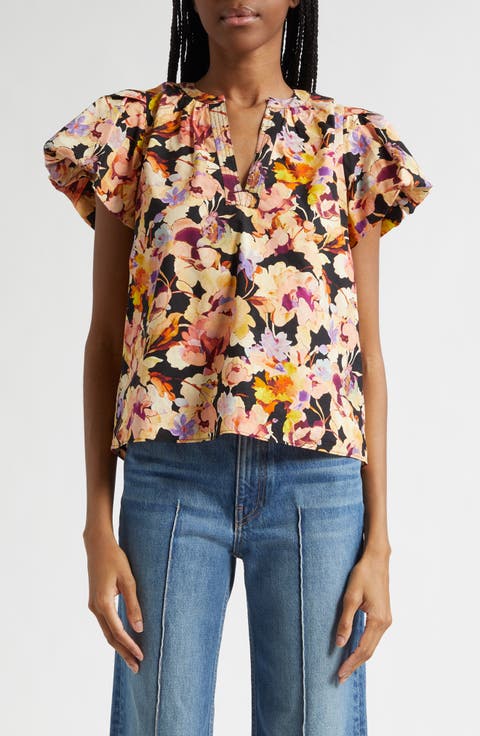 Abril Floral Print Puff Sleeve Top