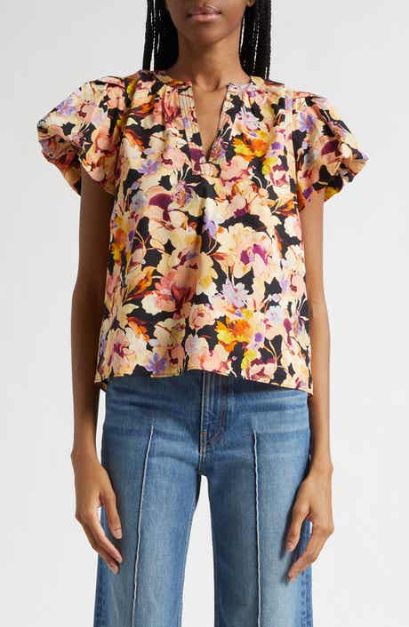 Abril Floral Print Puff Sleeve Top