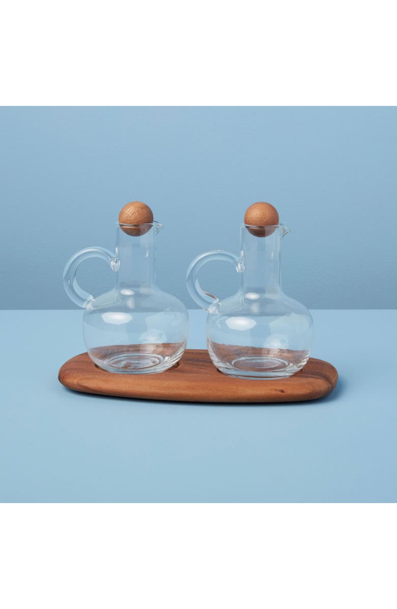 Be Home Oil & Vinegar Cruet Set with Acacia Tray, Alternate, color, Brown
