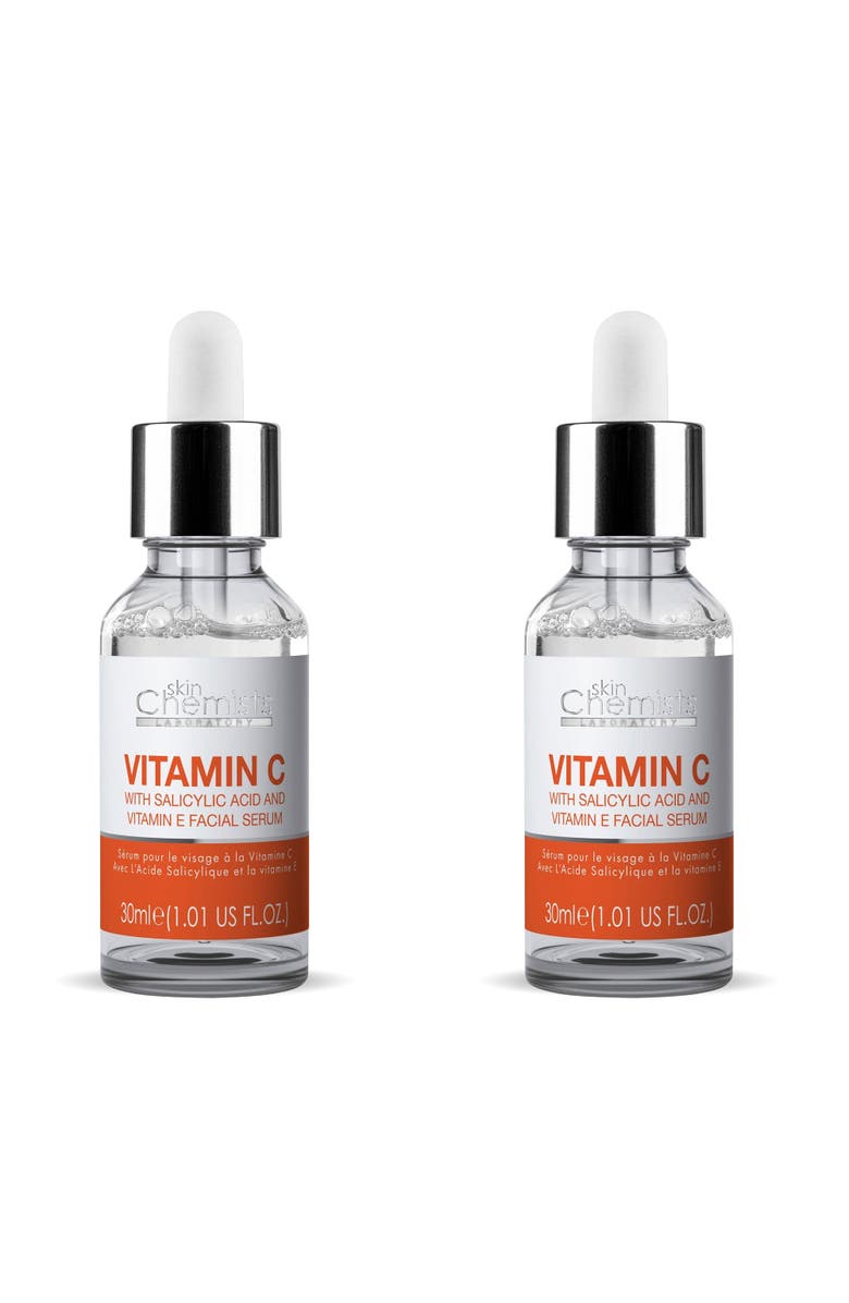 SKINCHEMISTS Anti-Ageing Vitamin C Salicylic Acid Facial Serum 30ml x 2 Duo Pack, Main, color, White