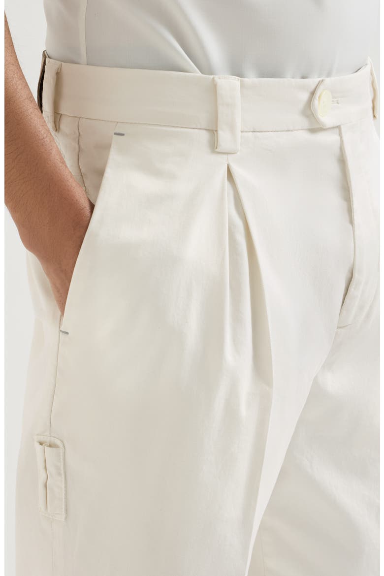 Garment-dyed trousers in American Pima cotton comfort gabardine with tee holder, Alternate, color, White