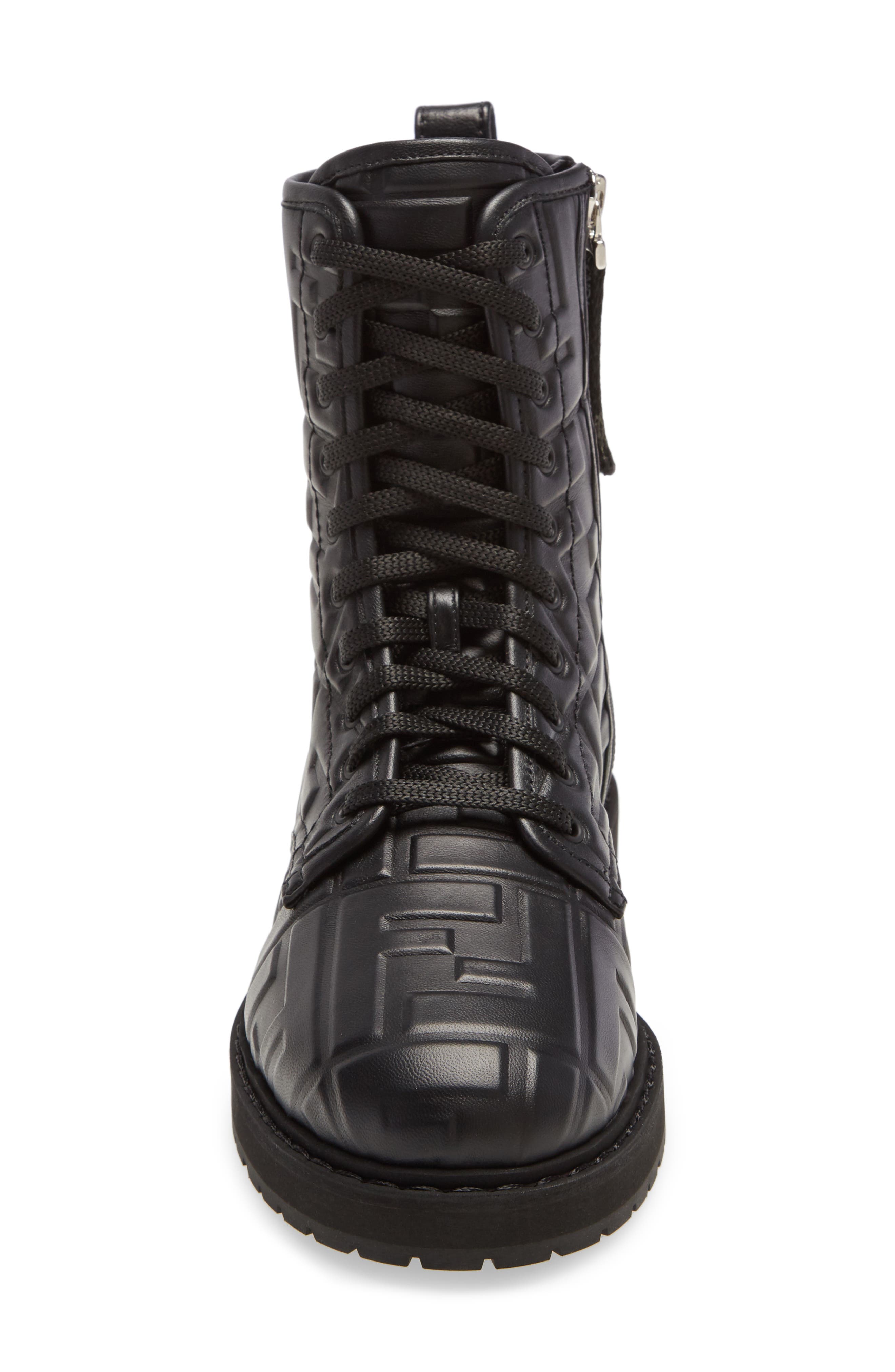 Fendi FF Embossed Logo Combat Boot, Alternate, color, 