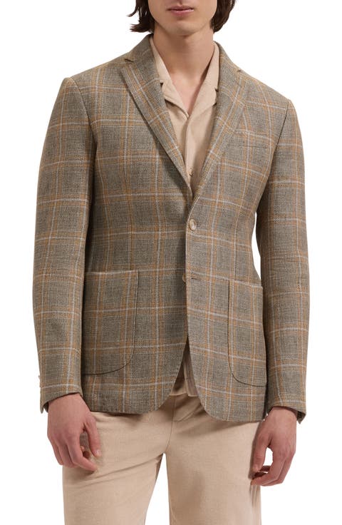 Windowpane Check Cotton & Linen Blazer