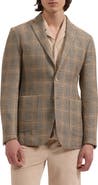 Bugatchi Windowpane Check Cotton & Linen Blazer